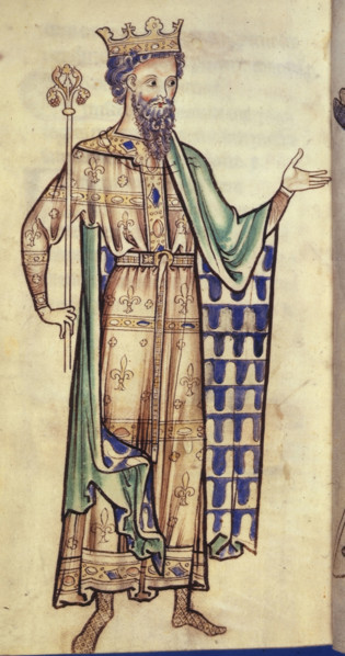 Drawing of a king holding a sceptre, c1250. Standing figure of a king. From the Westminster Psalter