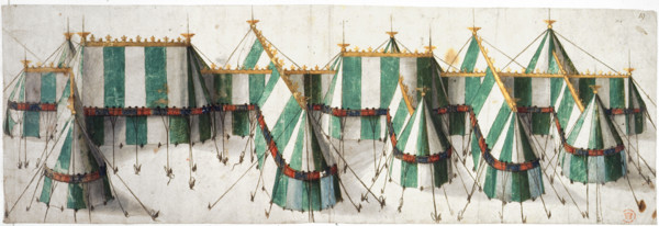 Design for a royal pavilion, early 16th century. Lavishly decorated tents constructed at the field