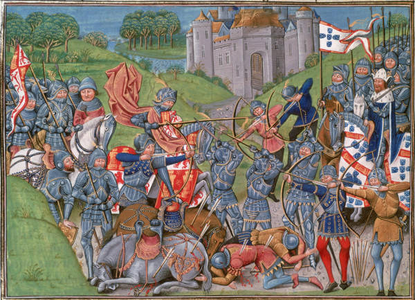 Portuguese and English defeat French vanguard of the King of Castille, c1415-c1500. Archers fire