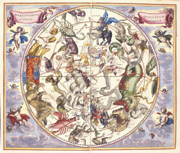 Hemisphaerium Australe. Southern hemisphere containing signs of the Zodiac, 1660.