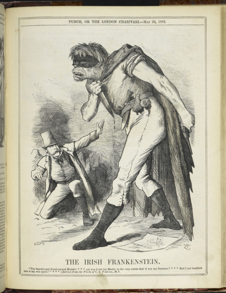 The Irish Frankenstein: The baneful and blood, 1882. From Punch Or The London Charivari.