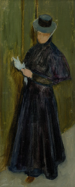 Woman in a long black dress, 1890-1898.