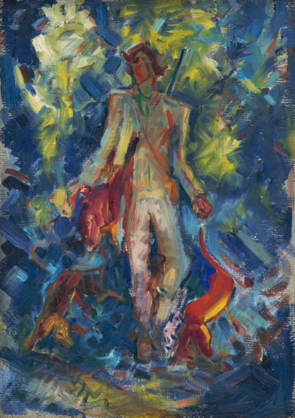 Standing Huntsman with Two Dogs, 1940-1944.