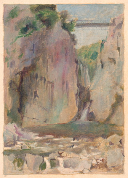Landscape with a waterfall, early 20th century.