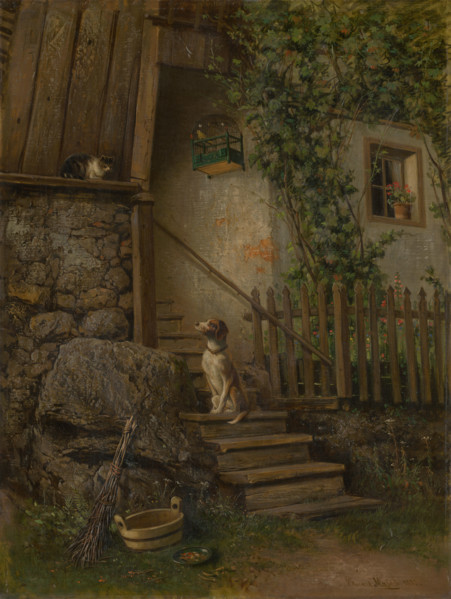 On the Porch (Dog and Cat), 1882.