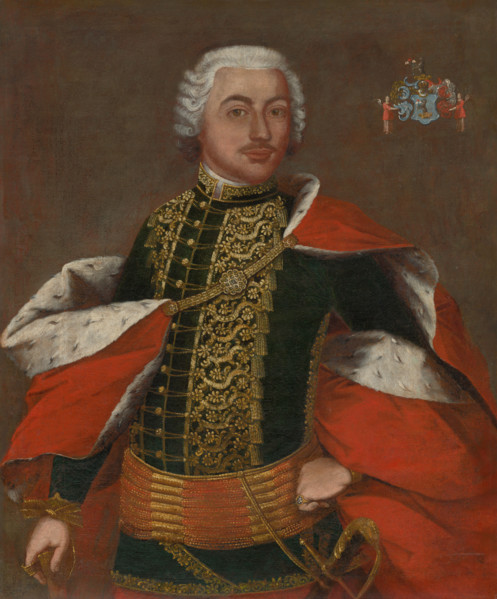 Portrait of a zeman in ceremonial costume, c1740. Young man wearing an ermine-lined cloak and