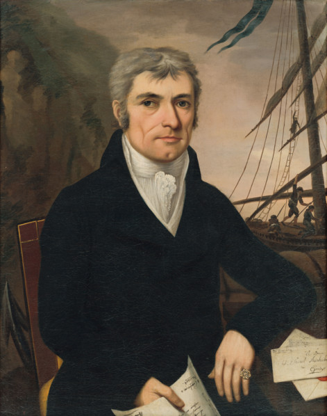 Portrait of Johannes Samuel Steinhübel, 1815. Businessman with documents and letters. In the