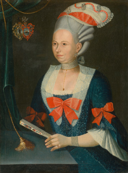 Portrait of a Woman in a Wig with a Fan, 1780-1790.