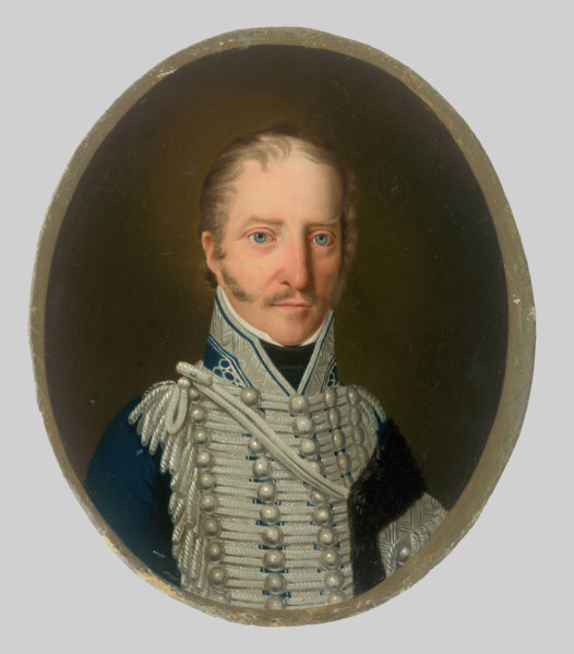 Portrait of a nobleman in a black fur coat, c1815. Probably by Jozef Czauczik.