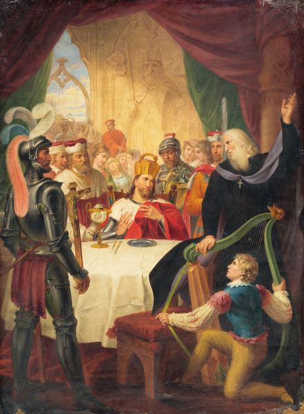 Historical Scene II, 1824. A king or emperor (Kaiser Rudolf I?), holds court, surrounded by
