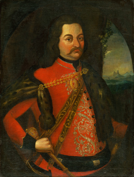 Portrait of Count Georgius Csáky, 1734. Nobleman wearing a fur cloak fastened with gold chains, and