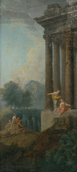 Romantic Landscape with Antique Ruin and Staffage, 1730-1740.