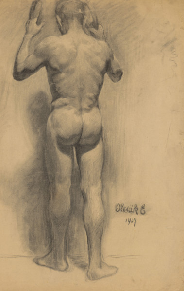 Study of a standing man by the circles, 1907.