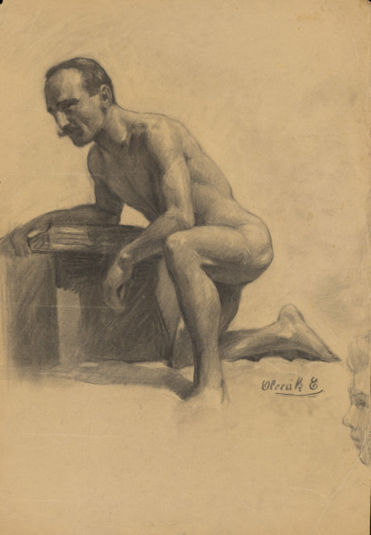 Study of a man kneeling on one knee, 1910-1920.