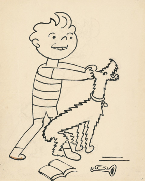 16. Talking about a dog and a cat, around 1928. Additional Info: Illustrations for the book - Josef