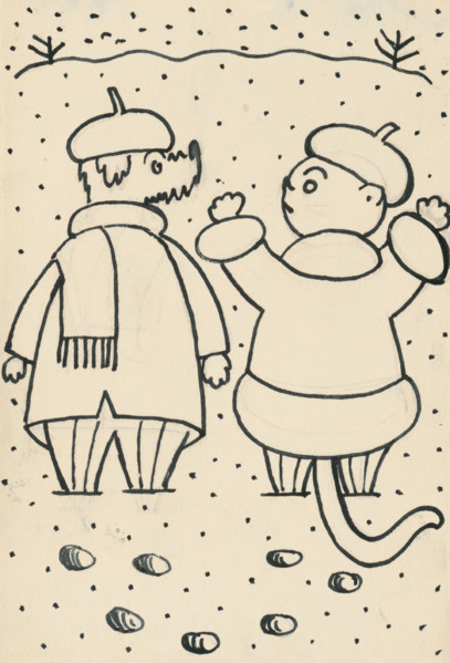 19. Talking about a dog and a cat, around 1928. Additional Info: Illustrations for the book - Josef