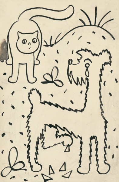 20. A story about a dog and a cat, around 1928. Additional Info: Illustrations for the book - Josef