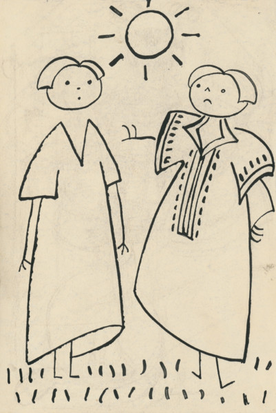 22. A story about a dog and a cat, around 1928. Additional Info: Illustrations for the book - Josef