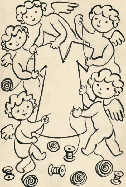 23. A story about a dog and a cat, around 1928. Additional Info: Illustrations for the book - Josef