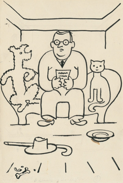 24. A story about a dog and a cat, around 1928. Additional Info: Illustrations for the book - Josef