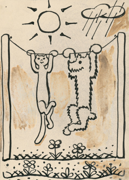 41. Talking about a dog and a cat, around 1928. Additional Info: Illustrations for the book - Josef