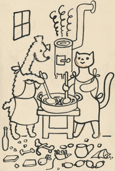 11. The Tale of the Dog and the Cat, around 1928. Additional Info: Illustrations for the book -