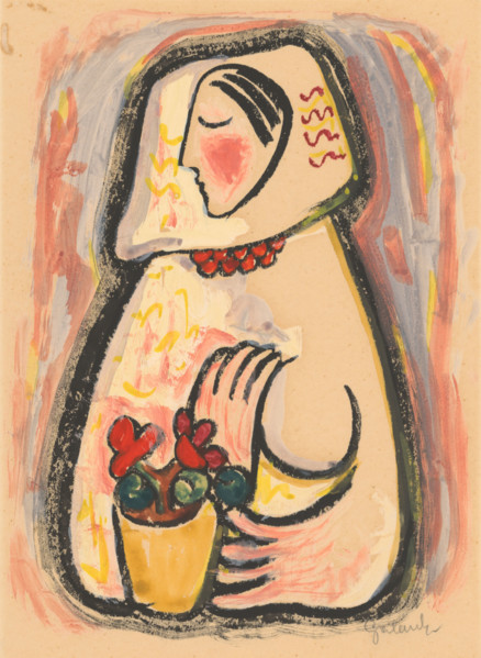 Girl with a basket of flowers, 1937-1938.