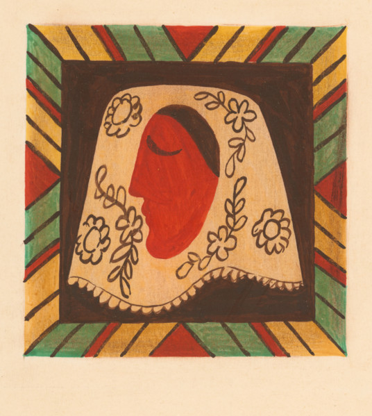 Girl's head in a scarf, 1937.