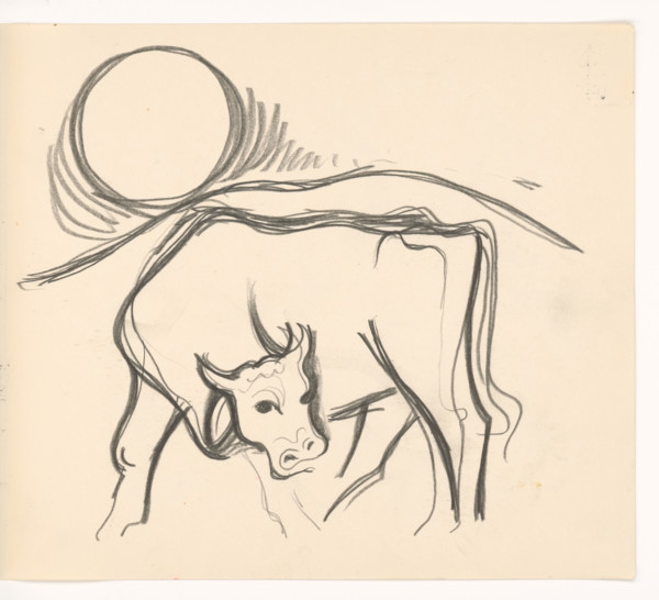 Cow in the countryside, 1937.