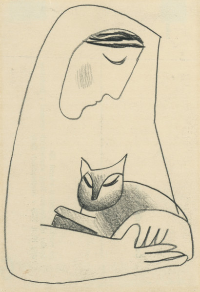 Girl with a cat in her arms, 1937-1938.