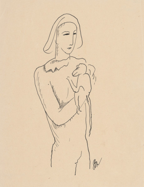 Harlequin with a monkey on his arm, around 1929-1930.