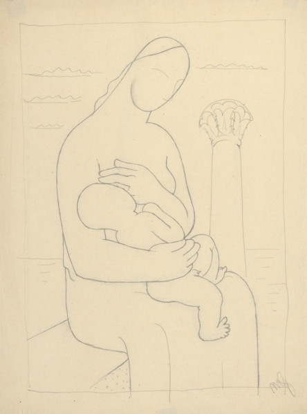 Mother with Corinthian column in the background, 1928-1932.