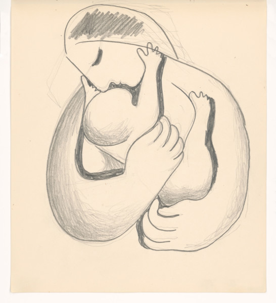 Mother with child in her arms, 1938.