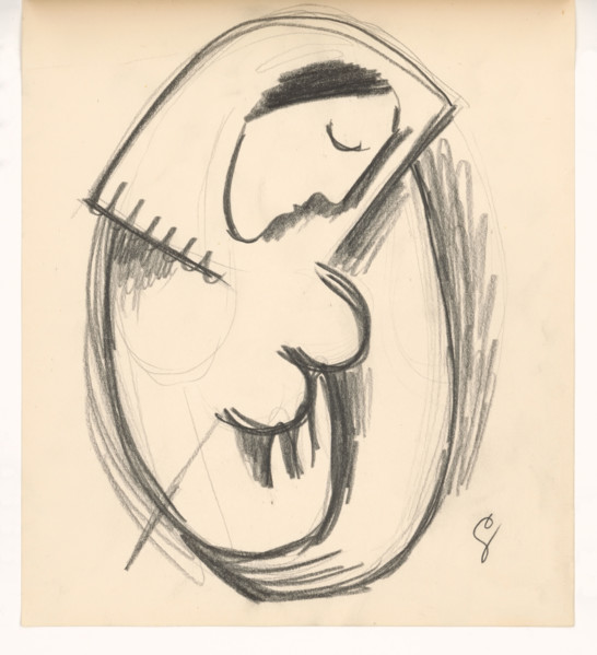 Study of a woman with a bowed head, 1938.