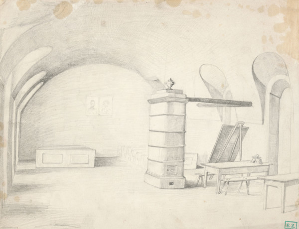 Interior of the studio, around 1850.
