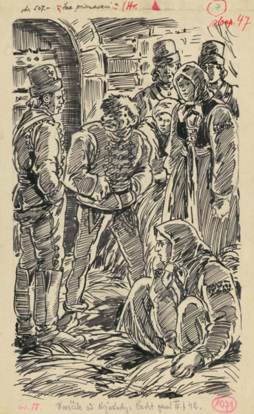 7.- In prison, 1936. Additional Info: Illustration for the book cachticka pani by J.Niznansky,