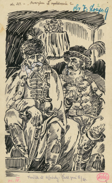 2.- Two Yeomen, 1936. Additional Info: Illustration for the book by J.Niznansky cachticka pani,