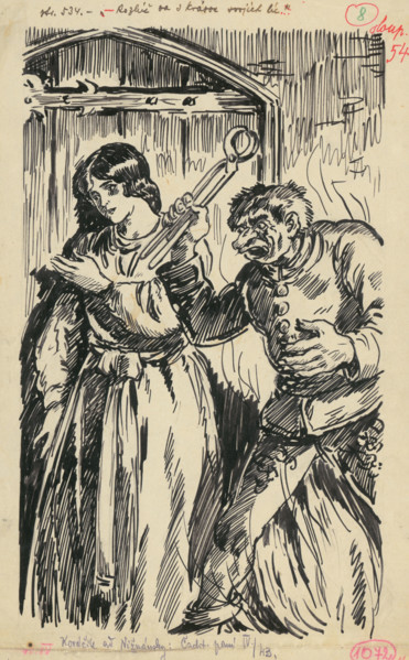 8.- Deva and Ficko, 1936. Additional Info: Illustration for the book cachticka pani by J.Niznansky,