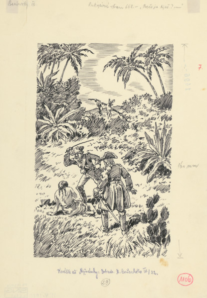 7.- Why are you beating her?, 1953. Additional Info: Illustration for the novel by J.Niznansky The