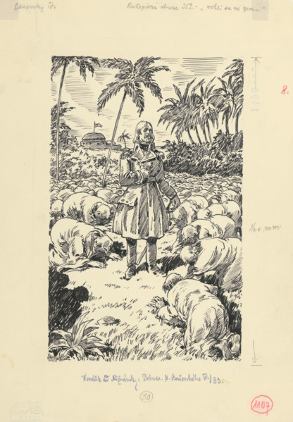8.- They threw themselves on the ground, 1953. Additional Info: Illustration for the novel by J