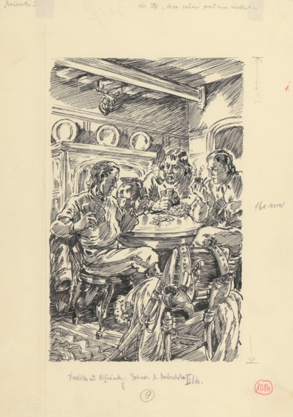 17.- A pile of money grew in front of him, 1953. Additional Info: Illustration for the novel by J