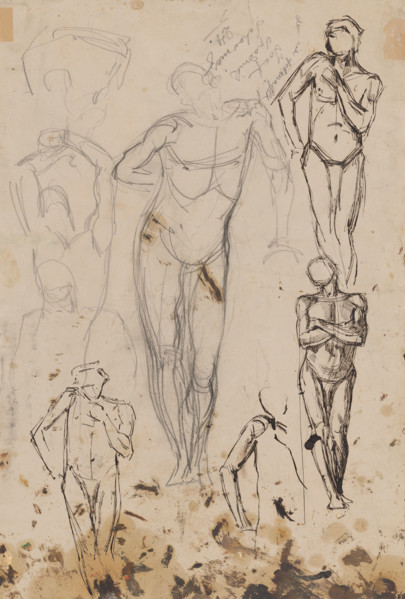 Studies and sketches of standing male nudes, 1895-1899.