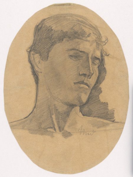 Study of a Young Man's Head, around 1873-1875.