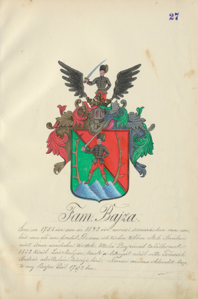 Coat of arms of the Bajz family, 1904-1910.   Additional Info: Adolf Medzihradsky's manuscript