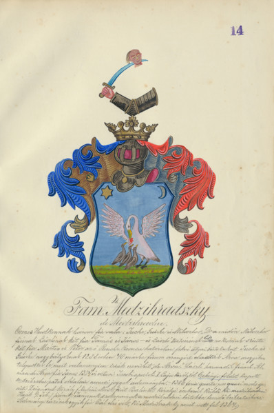 Coat of arms of the Medzihradska family, 1904.   Additional Info: Adolf Medzihradsky's manuscript