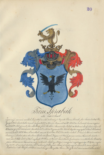 Coat of arms of the skrabak family, 1904-1910.   Additional Info: Adolf Medzihradsky's manuscript