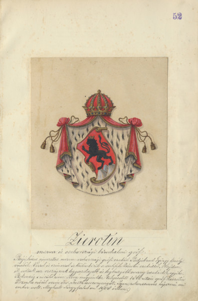 Coat of arms of the zerotin family, 1904-1910.   Additional Info: Adolf Medzihradsky's manuscript
