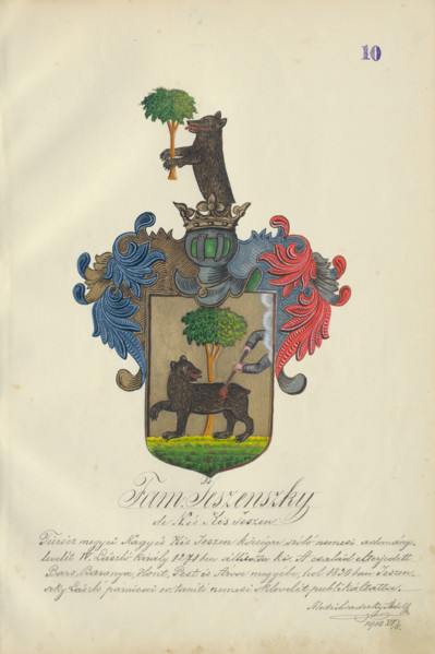 Coat of arms of the Jesenska family, 1904-1910.   Additional Info: Adolf Medzihradsky's manuscript