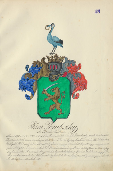 Coat of arms of the Porubska family, 1904-1910.   Additional Info: Adolf Medzihradsky's manuscript