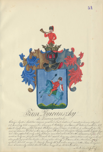 Coat of arms of the Turanska family, 1904-1910.   Additional Info: Adolf Medzihradsky's manuscript